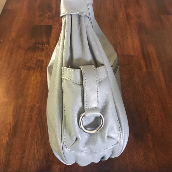 Italian Gray Leather Michael Rome Slouch Satchel Purse - Picture 8 of 16